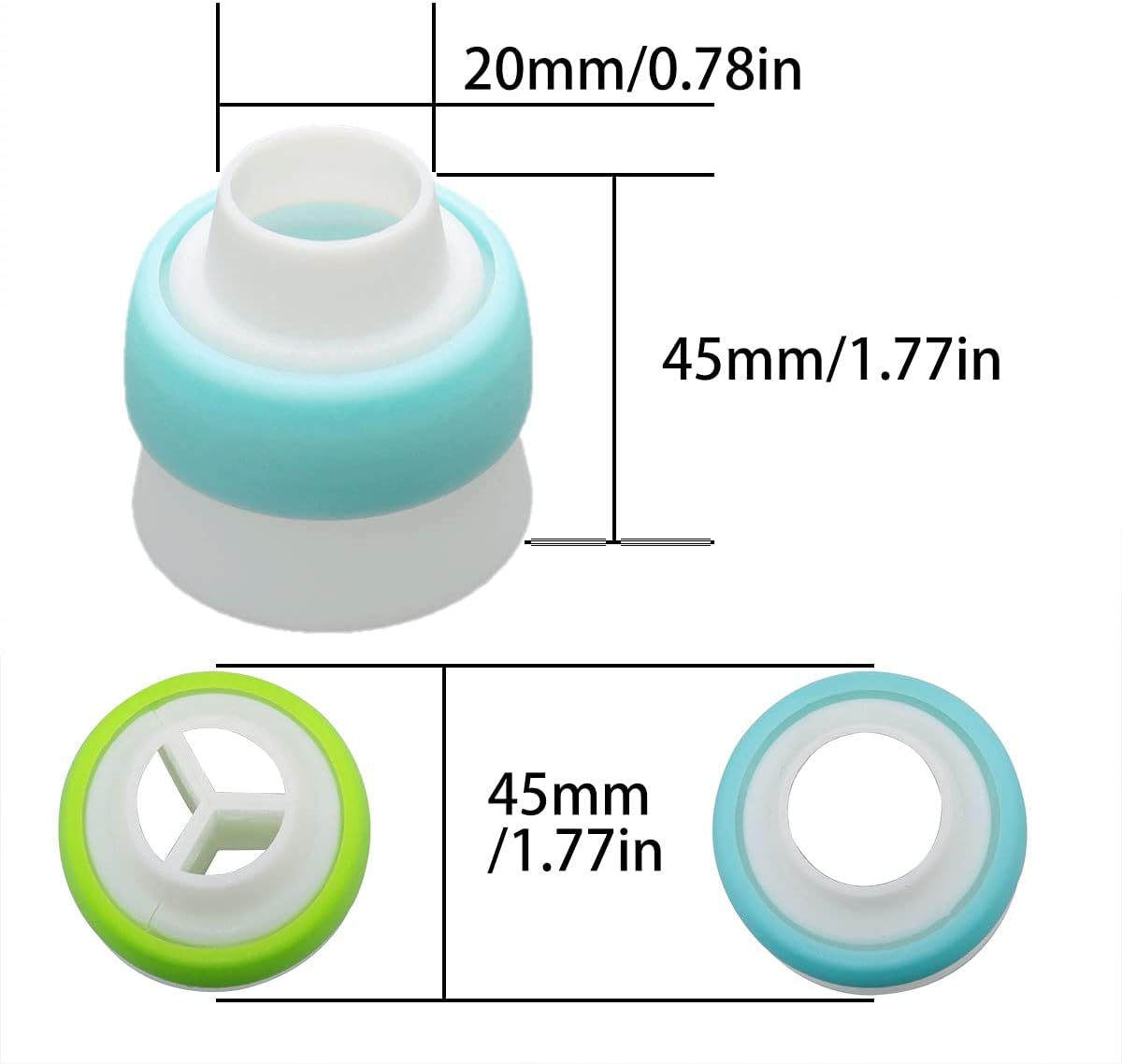 4pcs Russian 3 Color Nozzle Converter Coupler Icing Nozzles Blue+Green Single Hole/Three Holes Icing Cake Decor Tools