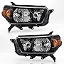 ACANII - For 2010 2011 2012 2013 Toyota 4Runner Black Housing Headlights Headlamps Assembly Replacement Pair Left+Right