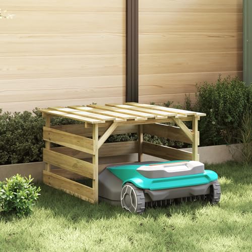 Swpsd Mähroboter-Garage, Robuste Aufbewahrungslösung aus massivem Kiefernholz 84 x 80 x 56 cm für Garten, Terrasse oder Hinterhof
