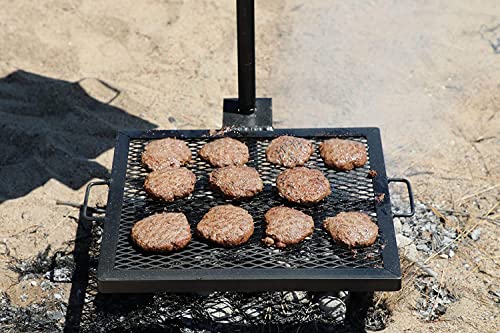 Image of GameMaker Open Fire Cooking Grill - Portable Campfire Grill for Open Flame Cooking, Firepits, Outdoor Fire Rings & Camping - Heavy-Duty, Easy Setup & Adjustable Height