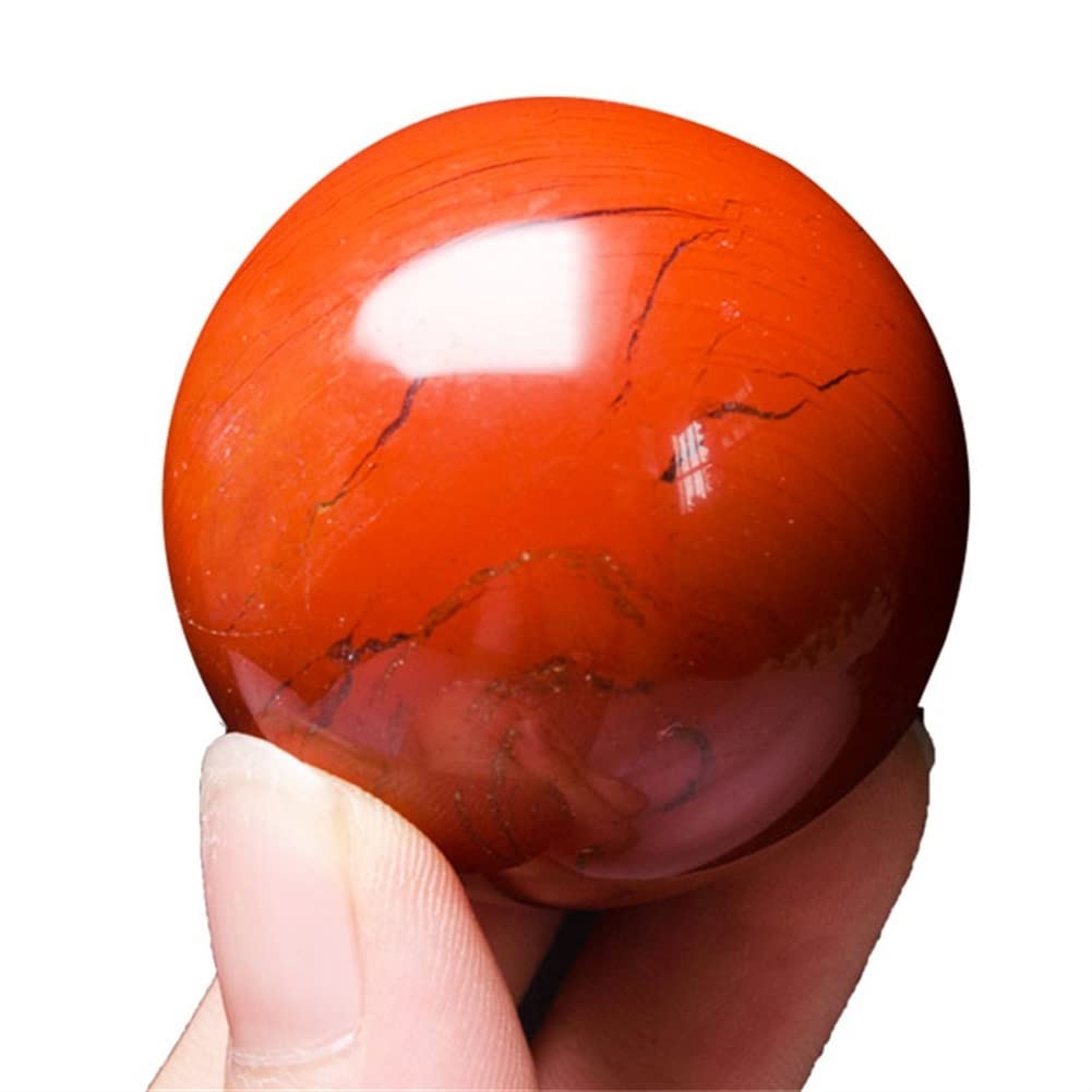 Surowy naturalny kryształ 1 szt. naturalne kryształowe kule kamienne dekoracje artystyczne rzemiosło czerwona kula jaspisowa 40 mm - 70 mm nadaje się do kolekcji domowych (kolor: 1 szt 40 mm)