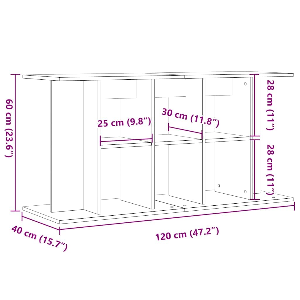 Soporte para acuario, aspecto de madera vieja, 120 x 40 x 60 cm, material de madera con espacio de almacenamiento y estantes, armario inferior estable para acuario, estantería para accesorios