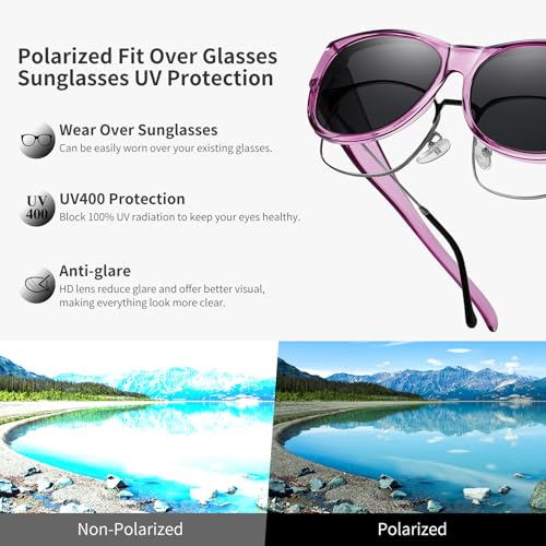 Image of GEGURI Polarized Sunglasses Fit Over Glasses for Men Women, Oversized Square Sun Glasses UV400 Protection Shades