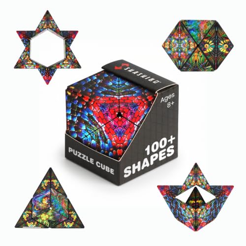 Shashibo Sensory Fidget Toy for Adults & Kids, Stress Relief Fidget Toy for Adults, Teens & Kids, Cool Fidget Toys for Desk, Classroom Must Have, Sensory Shape Shifting Cube, 100+ Possible Shapes