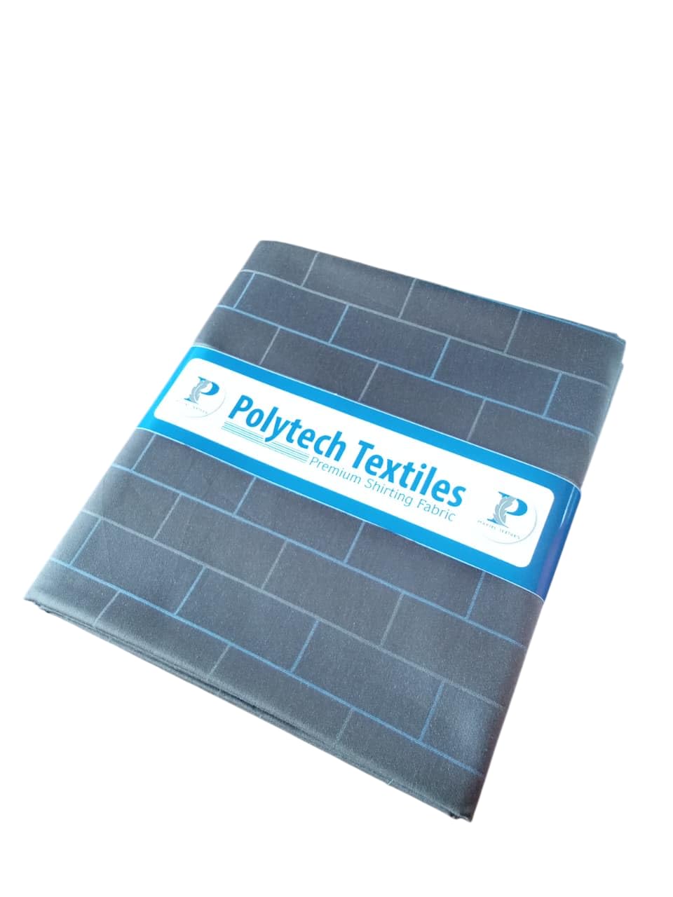 307-Polytech Textiles Unstitched Shirting Fabric, Pure Cotton, Grey with Blue Satin Checks, 1.6 Metres, Woven Design Weave, Semi-Formal, Smooth Hand Feel-image-21