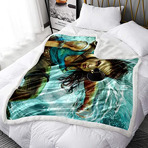 Rise of Tomb Adventure Lara Croft 3D-gedruckte Überwurfdecke Plüsch Fuzzy...