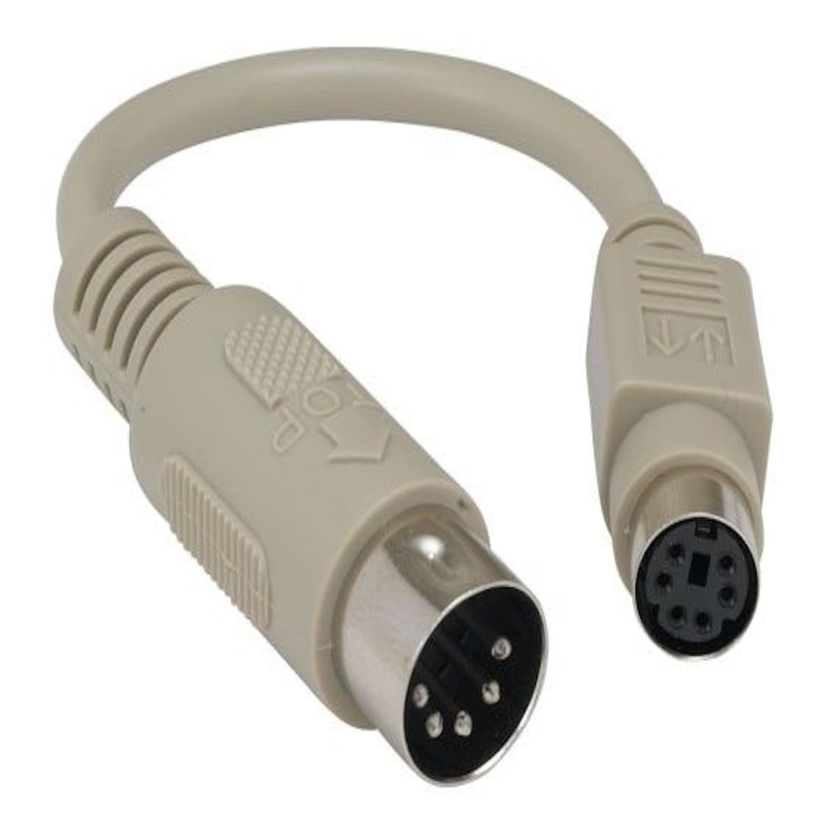 6 in. DIN5 Male to Mini-DIN6 Female at to PS&2 Keyboard Adapter Cable - Beige