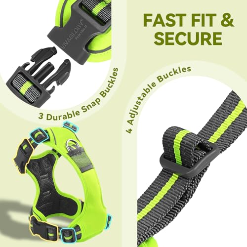 VIVAGLORY Easewalk Hundegeschirr, Anti Zug Hundegeschirr für Training & Spazieren, Anti Zieh Geschirr Welpengeschirr Mit Griff, Ausbruchsicher & Non-Stop für Welpe Hunde, XS, Leuchtendgelb - Patterned