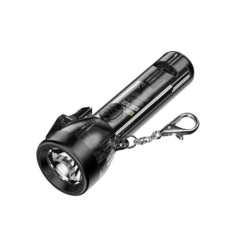 ShopComfort™ LED Keychain Flashlight COB Drop-Resistant Ultra Compact Light Rechargeable Batteries Included Mini Flashlight with 7 Light Modes Work Light and Folding Bracket Bottle Opener Torch-picture-13