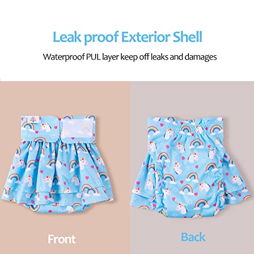 Image of CuteBone Female Dog Diapers with Skirts 3 Pack Reusable Puppy Dresses Pants for Heat Cycle Period QBD01XS
