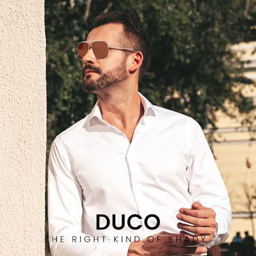 DUCO Aviator Sunglasses for Mens Womens Polarized Retro Sun Glasses Metal Frame for Driving Fishing 100% UV Protection 3035K2