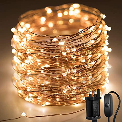 FANSIR 30M LED Lichterkette aus Kupferdraht mit Knopf,300LED wasserdichte Lichterkette mit Stecker für Party, Hochzeit, Weihnachten,Schlafzimmer,Balkon,Innen und Außenbereich Deko(Warmweiß) Cover