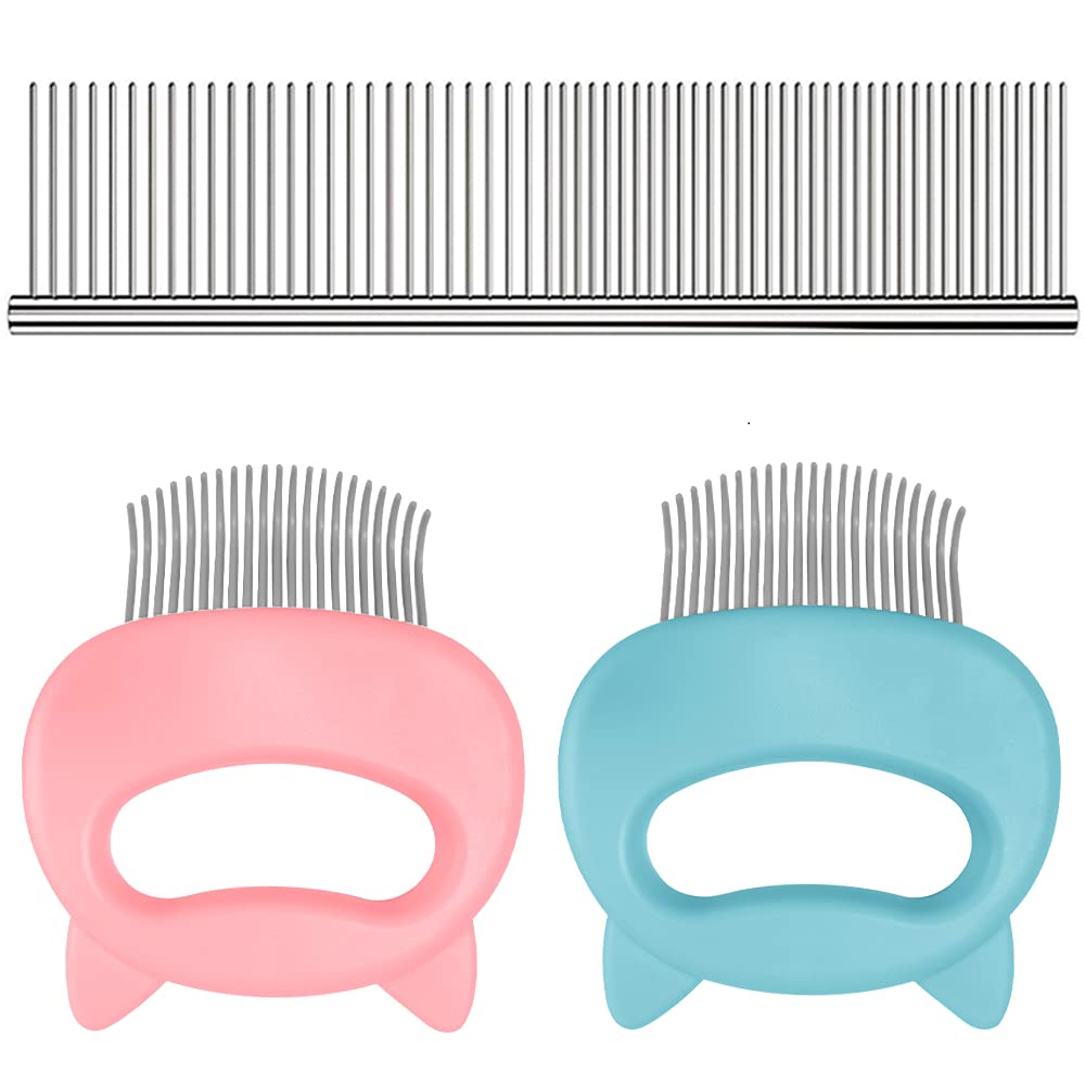 Sonku 3 Pack Pet Hair Removal Massaging Shell Comb,Pet Hair Comb Remover Dematting Tool Suitable for long medium short-haired cat