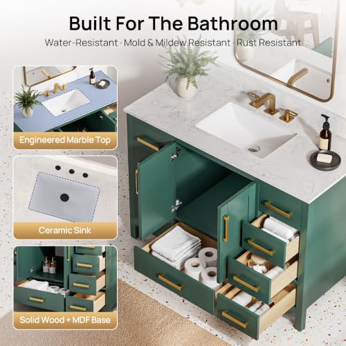 Image of DeerValley 48 inch Bathroom Vanity Set with Ceramic Top Sink