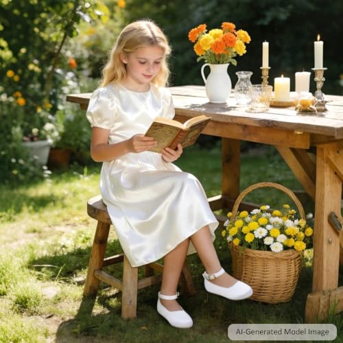 Image of Felix & Flora Girls Toddler Little Ballet Shoes - Flower Girls Mary Jane Flats Dress Shoes Party Wedding