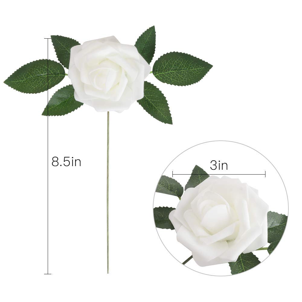 Set di 4 bouquet di rose artificiali, 33 cm, fiori artificiali, simili a fiori veri, per decorazioni di feste, festival, arancione | Leroy Merlin