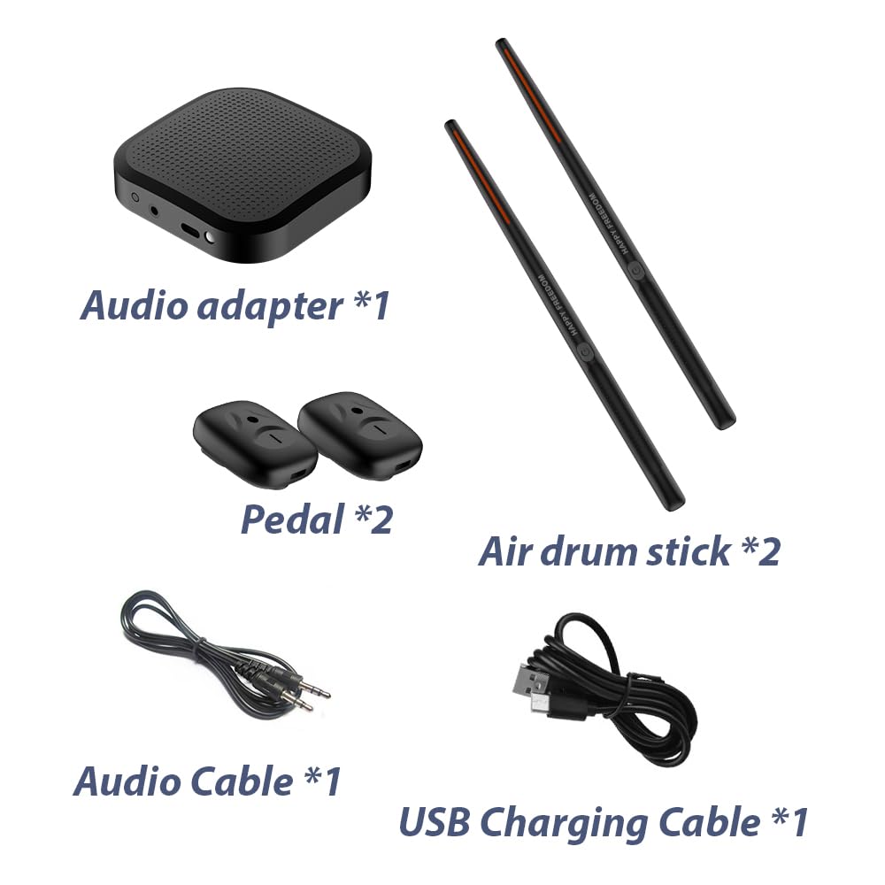 Batteria Elettrica Hanzete Virtual Drum Kit, con Rilevamento del Movimento 3D, Portatile, per Principianti, Bambini e Adulti, Nero