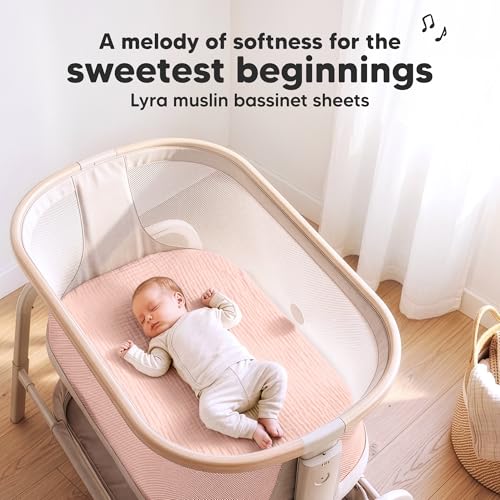 2pk Muslin Baby Bassinet Sheets Girls Boys 33x20 (Cameo, Oval Capsule) by KeaBabies - Image 2