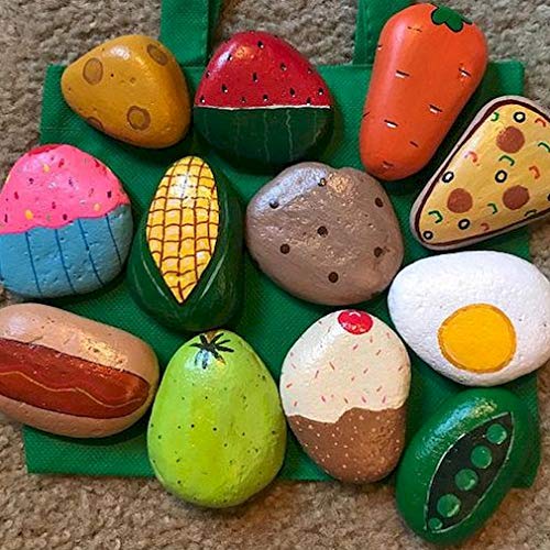 BOKIN Rock Painting Kit,River Stones/Palette/ Round Wood/Transfer Stickers/Acrylic Pen/Brushes Arts Crafts Supplies for Kids and Adults,Mandala Rock Painting,Hide and Seek Gift