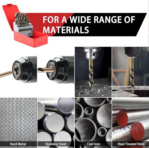 Aimlentool 4341-29PCS Drill Bit Set, 135° Tip Hss With Black And Gold Finish, Twist Jobber Length Drill Bit Kit For Hardened Metal, Cast Iron, Stainless Steel thumb #3