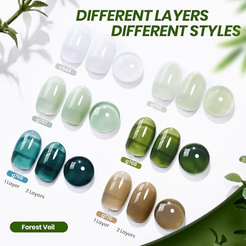 Image of Beetles Forest Veil Jelly Gel Nail Polish Set, 6 Colors Green Gel Polish