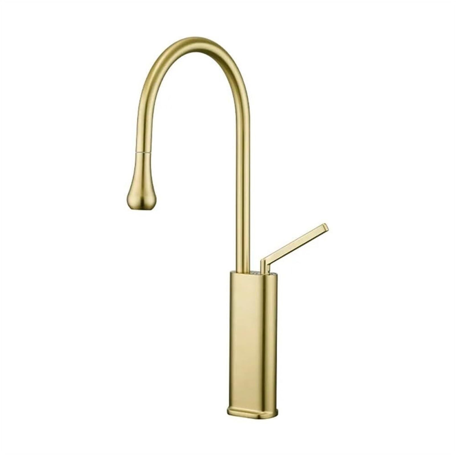 Grifos mezcladores para Fregadero Grifo extraíble de Cocina en Oro Cepillado con rociador Giratorio 360 Grados Mezclador Agua Caliente y fría Montaje Cubierta fácil Instalar Pantal