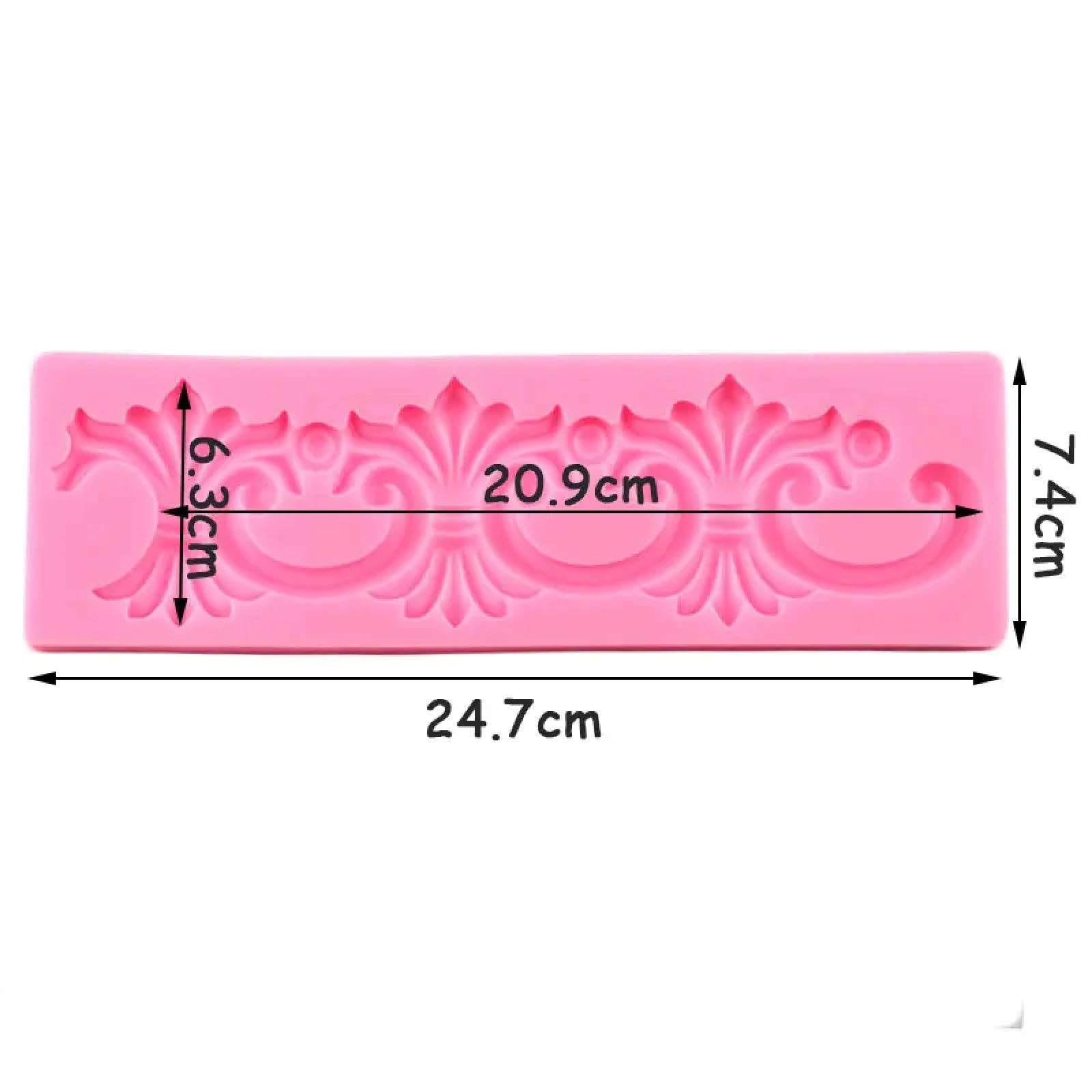 Silikonformen, Seifenformen, 24,7 x 7,4 cm, europäische Barockbordüre, Spitze, Silikonform, Blumenrelief, Cupcake-Topper, Fondant, Kuchendekoration, Werkzeuge, Süßigkeiten, Ton, Schokoladenform