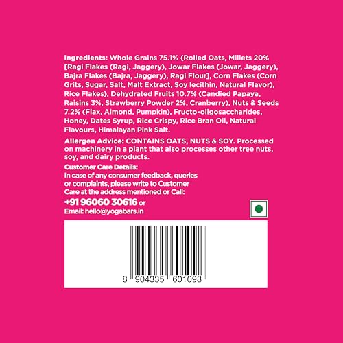 Image of Yogabar Muesli Fruit and Nuts - Wholegrain Breakfast Cereals with Oats and Dry Fruits, High in Omega 3, Gluten Free Granola with Chia and Flax Seeds (500g - Pack of 1)