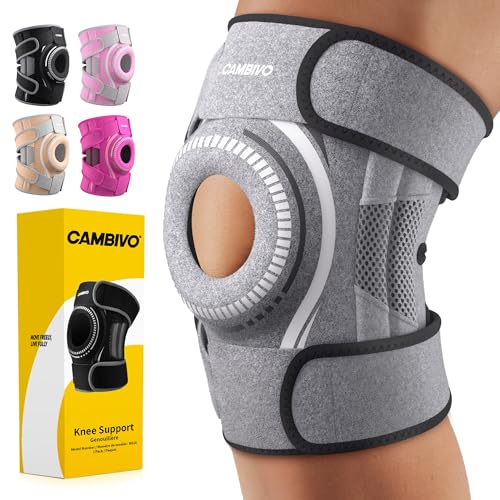 Image of CAMBIVO Knee Brace with Stabilizers, Gel Pad & Open Patella for Men & Women | Open Patella Stabilizer for Arthritis, Meniscus & ACL MCL Relief. Adjustable Compression for Running & Sports Recovery