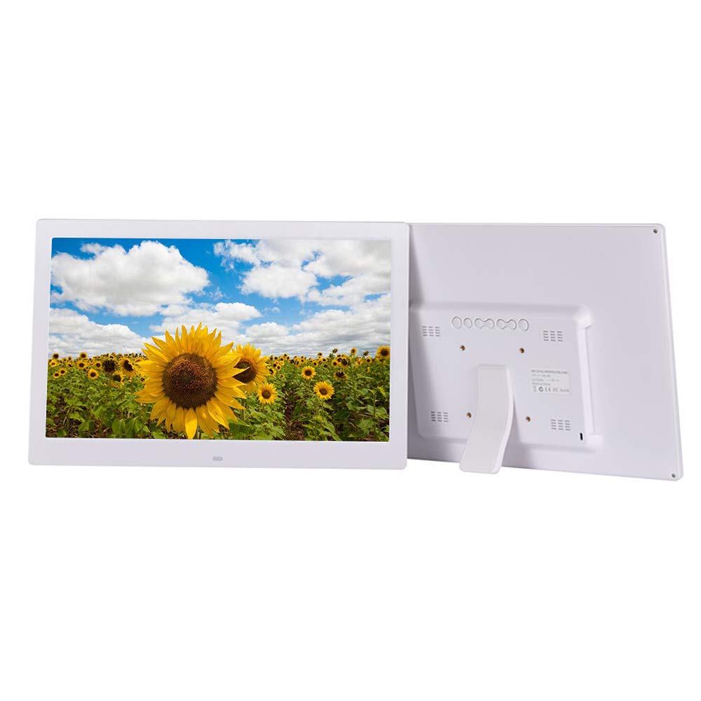 Cyfrowa ramka na zdjęcia, 17 cali, LCD, elektroniczny album fotograficzny o wysokiej rozdzielczości, automatyczne odtwarzanie pętli, kalendarz/zegar, wsparcie odtwarzania filmów i muzyki (czarny/biały