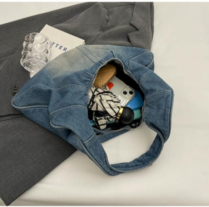 Borsa a Spalla Donne A Tracolla in Denim retrò con Gradiente di Jeans Classa A Assi