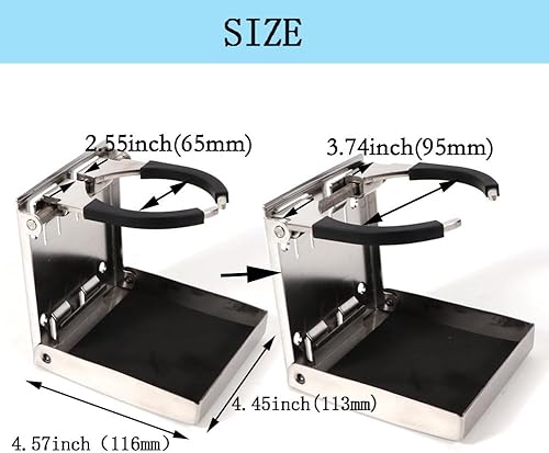 Miniatura 2 de 2PCS plegable sostenedor de la bebida de acero inoxidable ajustable portavasos marinobarcocaravanacoche (grande)