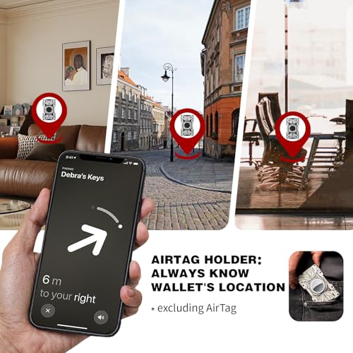 AirTag Wallet for Men – Slim Minimalist Metal Wallet with Carbon Fiber, RFID-Blocking Credit Card Holder, Magnetic Wallet & Built-in Phone Stand, Front Pocket Wallet Grey3