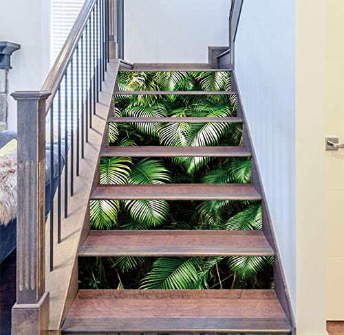 LMYSXAOZ Pegatinas para Azulejos con diseño de Hojas de Palmera Tropical, Autoadhesivas de PVC, Impermeables, para Paredes y Suelos, Ideales para baño y Cocina (18 x 100 cm / 13 Unidades).