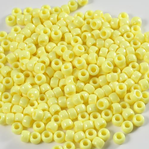 Image of Gxueshan 1000 Pcs Acrylic Pony Beads 6x9mm Bulk for Bracelet Necklace Jewelry Making Earring Hair Braiding Kandi Beads