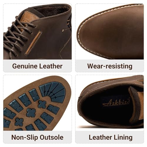 Image of Arkbird Men's Chukka Boots, Leather Ankle Dress Boot Casual Oxfords Lace Up Work Shoes