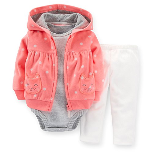 Carter's Baby Girls' 3 Piece Hooded Set (Baby) - Kitty - 18 Months