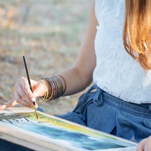 Aquarellpinsel,Aquarell Pinsel,12 Stück Watercolor Brush,Schwarz Feiner Pinsel Borstenpinsel für Anfänger Künstler Erwachsene Kinder