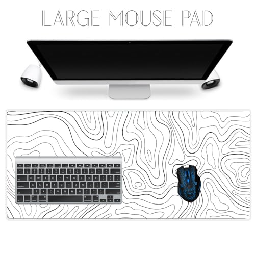 Image of Saco XXL Gaming Mouse Pad for PC - Large Desk Mat 900x400x3mm, Extended Non-Slip Rubber Base, Waterproof Surface, Topographics Design, Big Keyboard Mouse Pad for Office & Home Setup