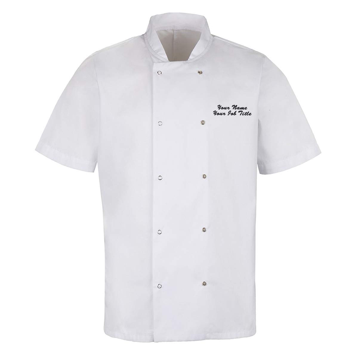 Personalised Essential Value Unisex Short Sleeve Stud Fastening Chef Jacket with Custom Embroidered Name