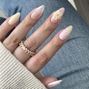 3D Press on Nails Medium Almond OFDNE Wh...