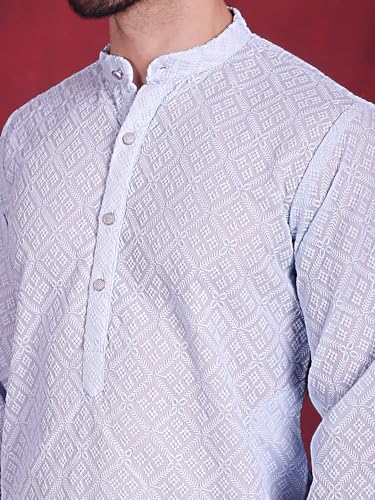 Image of Jompers Men's Regular Fit Georgette Chikankari Embroider Kurtas