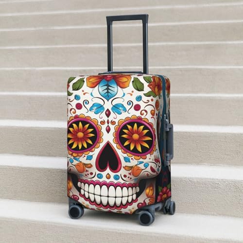 Travel Luggage Cover Colorful Sugar Skull Suitcase Protector Elastic Washable Stretch Suitcase Protector Anti-Scratch Travel Suitcase Cover Fit 18-32 Inch Luggage 6