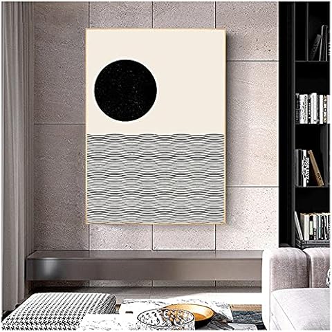 Neutral Colors Home Wall Art Decor Ocean Waves Print Nautical Geometric Poster Woodblock Style Illustration-40X50Cm_No_Framecanvas Prints Home Artwork Decoration Cover