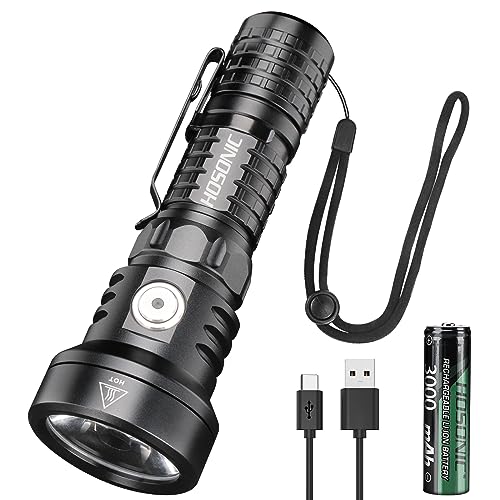 HOSONIC EC12 Torcia LED 1500 Lumen, TIR Versione, 7 Modalità Torce Ricaricabili Potente, IP68 Impermeabile Flashlight con Base Magnetica