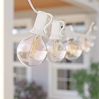 Vista 1 de Cadena de luces LED para exteriores de 50 pies con 22 bombillas LED G40 inastillables (2 de repuesto), luces colgantes para patio al aire libre