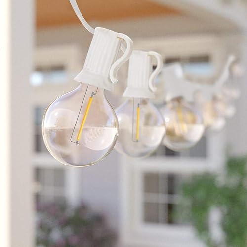 Tira de luces LED de 50 pies para exteriores con 22 bombillas LED G40 inastillables (2 de repuesto), luces colgantes conectables para patio trasero