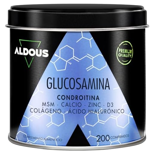 Glucosamina Condroitina MSM - 200 comprimidos XL - Colágeno, Ácido Hialurónico, Zinc, Calcio y Vitamina D3 - Antiinflamatorio Natural - Para Huesos y Articulaciones - Libre de plástico - ALDOUS