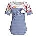 Damen Stillshirt Kurzarm Umstands Nursing T-Shirt Tops süßer Baby-Fußab Druck Schwangere Kurzarm Umstandskleidung Umstandskleid Stillshirts Schwangerschaft Umstandsmode Sommer Tops Umstandstop