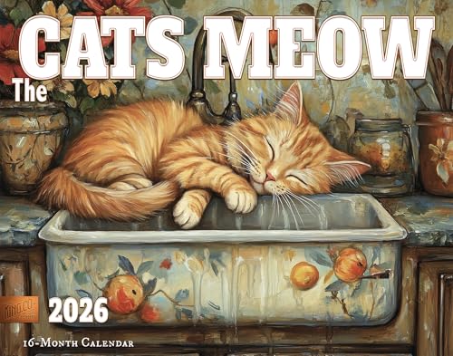 2026 Cats Meow Illustrated Wall Calendar 16-Month X-Large Size 14x22,